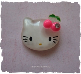 (FLh-003) Kitty flatback - kersjes & strass - fuchsia - 27mm