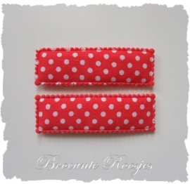 (HO-RE-S-002) 2 hoesjes - recht - stipje - rood