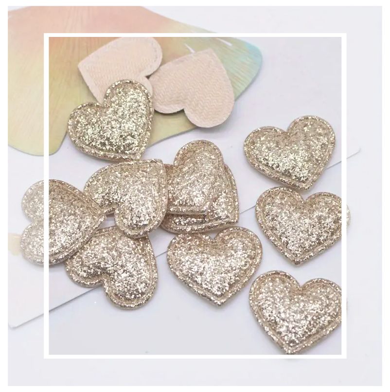 (H-016b) Hartje - glitter - goud - 2cm