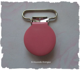 (SPe-007) Speenclip - metaal -  rond - roze - 2,5cm