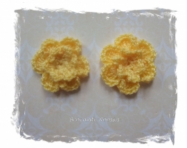 (BLh-047 2 gehaakte bloemetjes - geel - 25mm