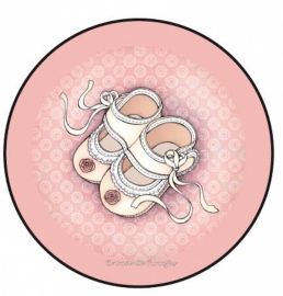 (FB-029) Flatback button - babyschoentjes - roze