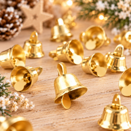 (BE-005) Belletje - kerstklokje - goud - 10mm