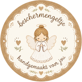 Sticker - beschermengeltje - wit/kraft - 4cm