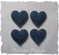 (H-026) 4 hartjes - denim - 3cm