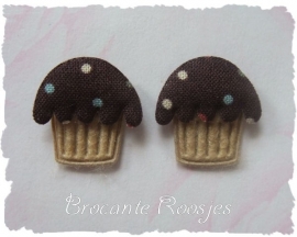 (O-023) 2 Cupcake applicaties - bruin - 2cm