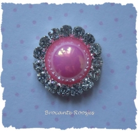 (FLp-016) Flatback - parel - strass - roze - 15mm