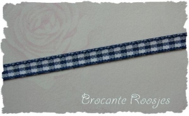 (RU-006) Ruitjesband - donkerblauw - 5mm