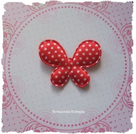(V-019) Vlinder - polka dot - rood - 4cm