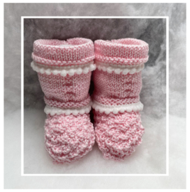 Babybooties met  mini pompomband