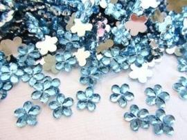 (FL-bl-003) Flatback - bloemetje - strass - aqua - 6mm