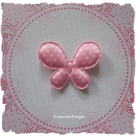 (V-017) Vlinder - polka dot - licht roze - 4cm