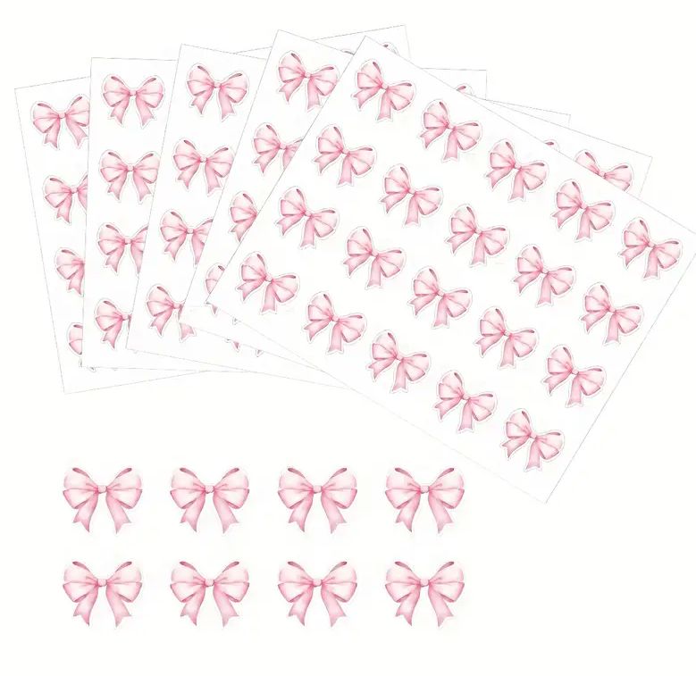 20 Stickers  - strikje - roze - 3cm