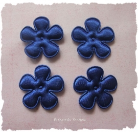 (BLE-019a) 4 satijnen bloemen - royal blue - 25mm