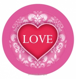 (FB-035) Flatback button - hartje - LOVE - roze