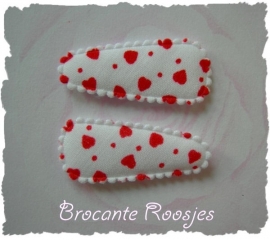 (HOBd-005) 2 Hoesjes - baby - hartjes - wit/rood