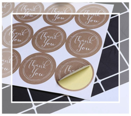 (STICK-006) 12 Stickers - Thank You - kraft - 35mm