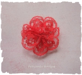 (BLro-004) Bloem-rozet - kant - rood - 3cm