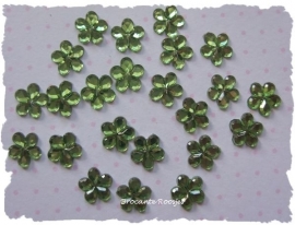 (FL-bl-006) Flatback - bloemetje - strass - groen - 6mm