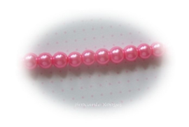 (Gp-003) 50 Glasparels -  roze-fuchsia - 6mm