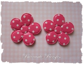 (BLs-031) 2 polka dot bloemen - glans - fuchsia - 45mm