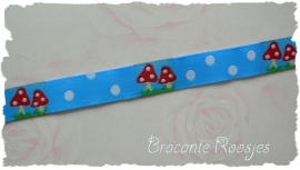 (O-012) Paddestoeltjesband - 10mm breed - 70cm