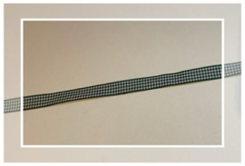 (O-016) Ruitjesband - fijn ruitje - donkergroen - 10mm br. - 75cm