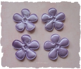 (BLE-043) 4 satijnen bloemen - lavendel - 35mm