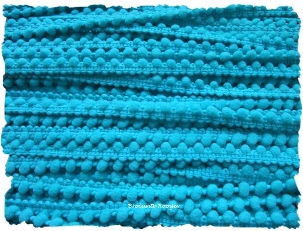 (BO-015) Mini bolletjesband - turquoise