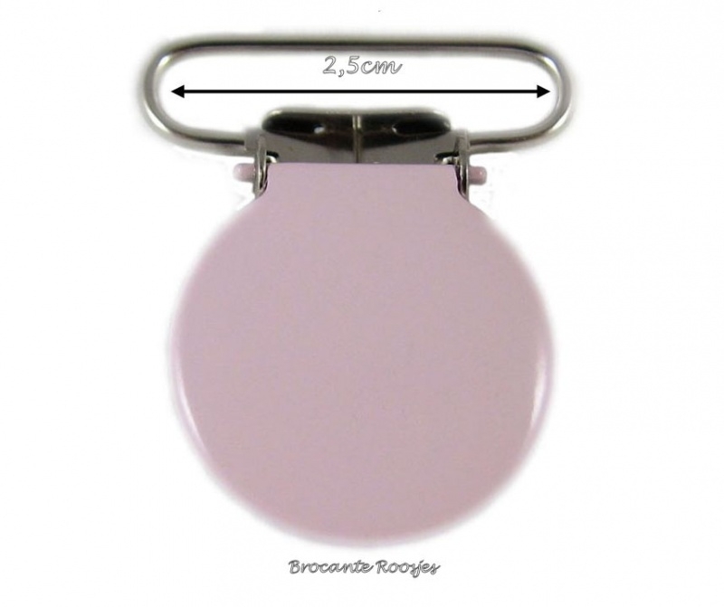 (Spe-006) Speenclip  - metaal -  rond - licht roze - 2,5cm