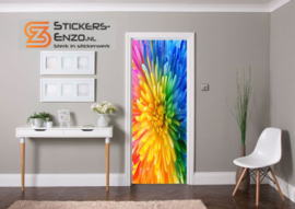 Deursticker bloem met kleuren