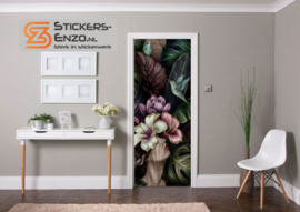 Deursticker vrouw en bloemen
