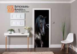 Deursticker zwart paard