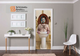 Deursticker man on toilet kleur