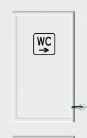 WC deursticker KADER + TEKST WC + PIJL RECHTS - Art.nr. PSK008