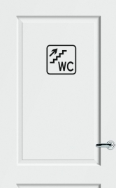 WC deursticker KADER + TEKST WC + TRAP + PIJL RECHTS OMHOOG- Art.nr. PSK010
