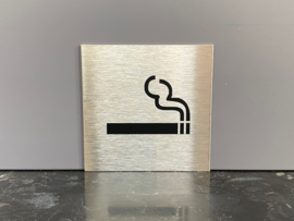 RVS deurplaatje, pictogram roken toegestaan 9 x 9 cm
