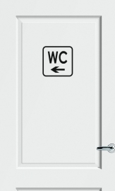 WC deursticker KADER + TEKST WC + PIJL LINKS- Art.nr. PSK009