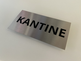 RVS deurplaatje, opschrift "KANTINE" 18x9cm