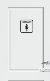 Deursticker KADER + TEKST KLEEDKAMER + PICTOGRAM DAMES- Art.nr. PSK 019