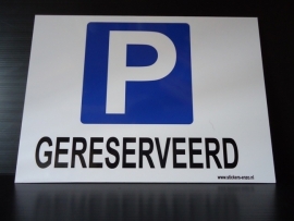 Kunststof  bord met opdruk "GERESERVEERD" + pictogram - Art.nr.0021