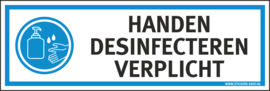 Pictogramsticker HANDEN DESINFECTEREN VERPLICHT 15X5 CM - ART.NR. 0091