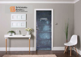 Deursticker stalen deur blauw