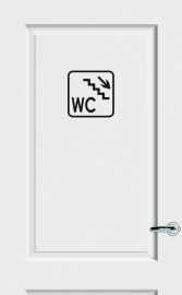WC deursticker KADER + TEKST WC + TRAP + PIJL RECHTS OMLAAG- Art.nr. PSK013