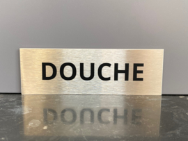 RVS deurplaatje, opschrift "DOUCHE" 15x5 cm