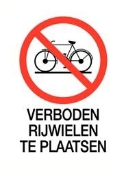 Sticker Verboden rijwielen te plaatsen 14x20cm Art.nr.0155