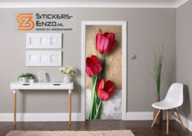 Deursticker rode tulpen