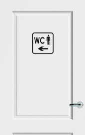 WC deursticker KADER + TEKST WC + PICTO HEREN + PIJL LINKS - Art.nr. PSK 015