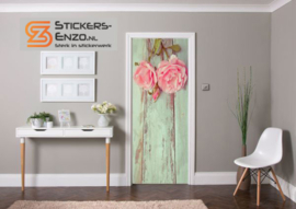 Deursticker rozen op hout