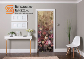 Deursticker halftone bloemen zacht
